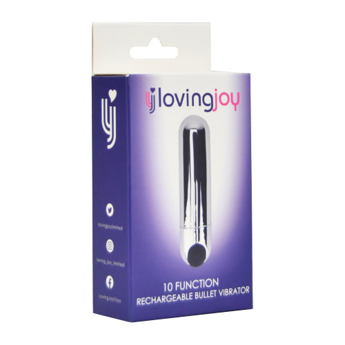 Loving Joy 10 Function Rechargeable Bullet Vibrator Silver