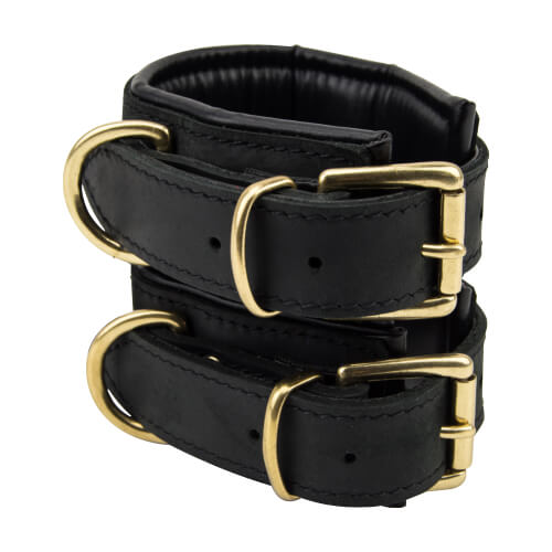 Bound Noir Nubuck Leather Slim Wrist Cuffs For Couples