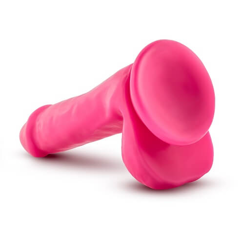 Dual Density Women Cock Dildo with Balls For Women Men Neon Pink 6 Inch