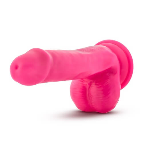 Dual Density Women Cock Dildo with Balls For Women Men Neon Pink 6 Inch